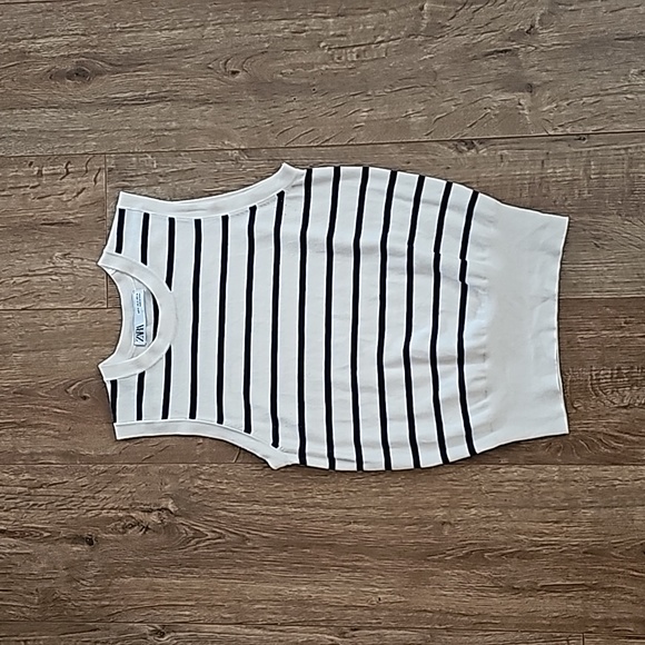 Zara Tops - ZARA Cream & Navy Top, Size S